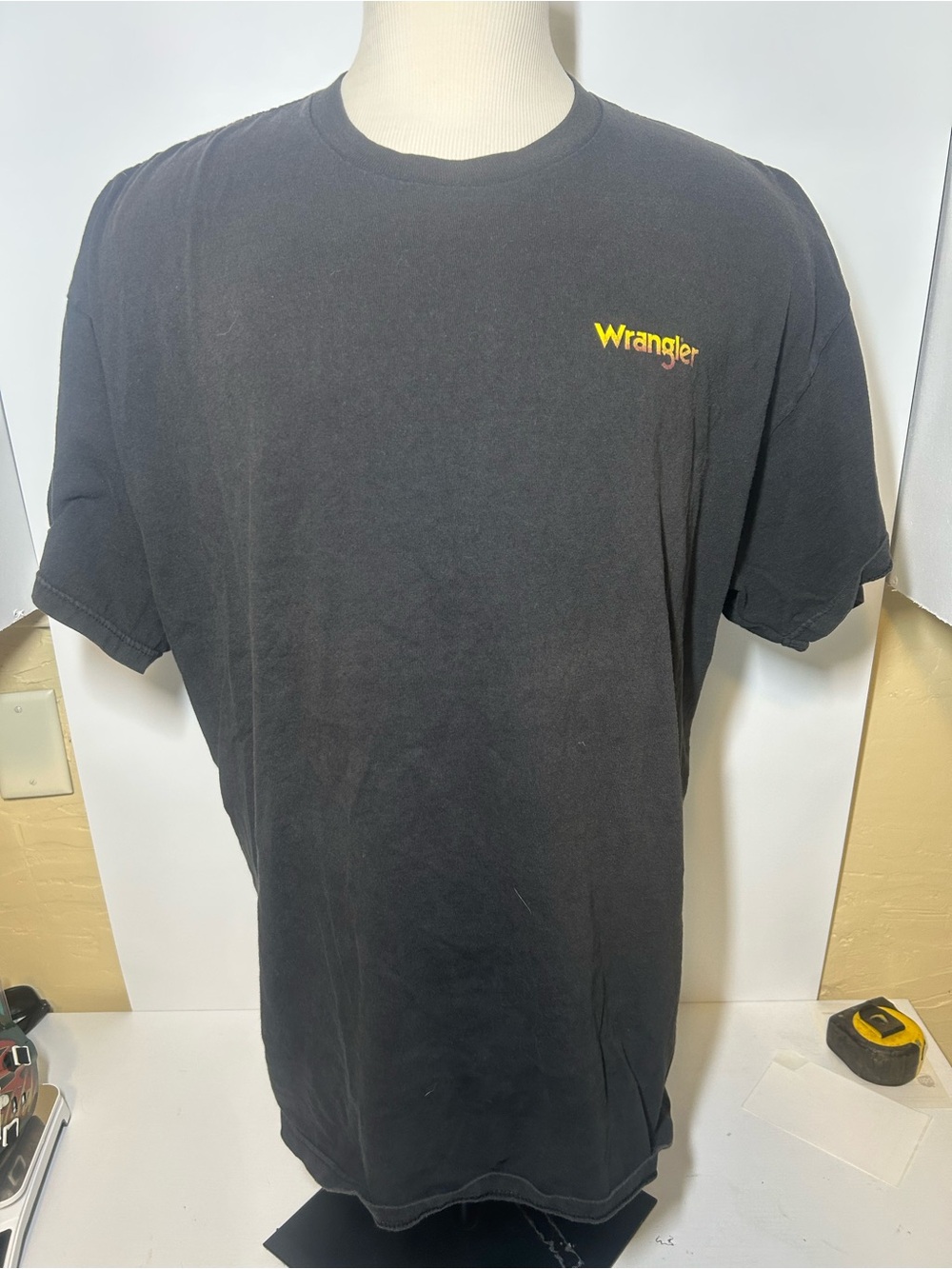 Wrangler Black Short-Sleeve Tee with Yellow Logo